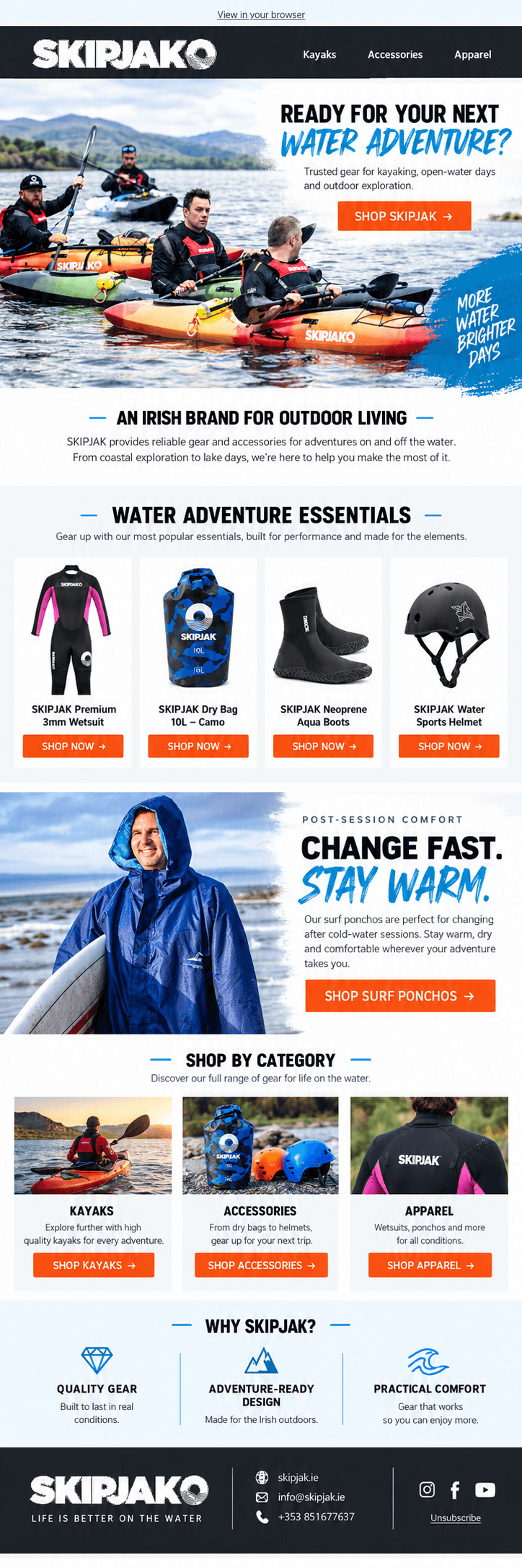SKIPJAK “Ready for Your Next Water Adventure?” email design