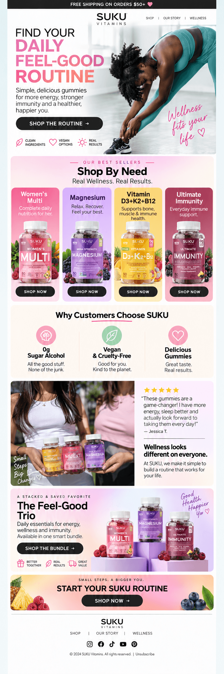 SUKU Vitamins “Find Your Daily Feel-Good Routine” email design