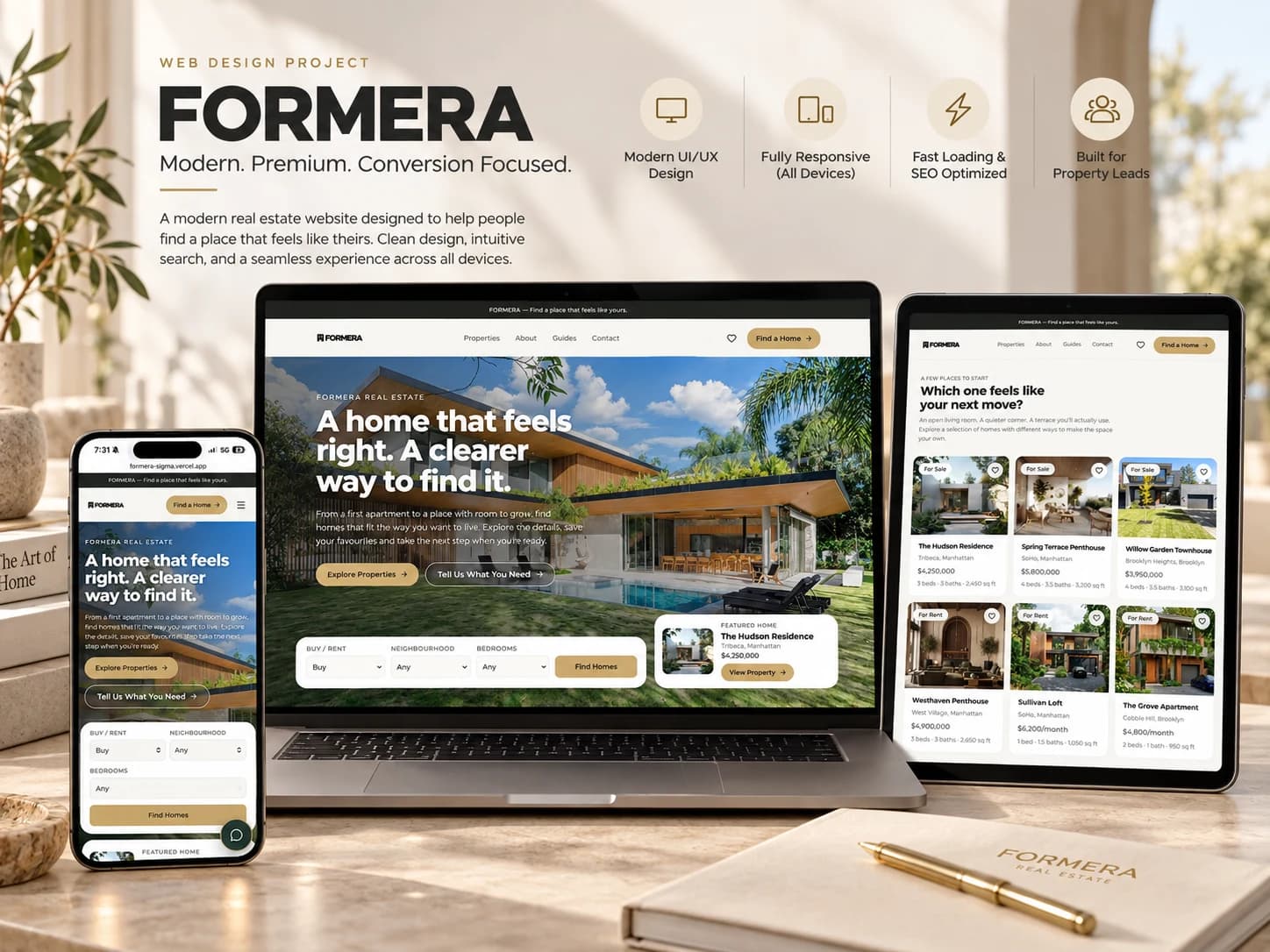 FORMERA website shown across desktop and mobile screens