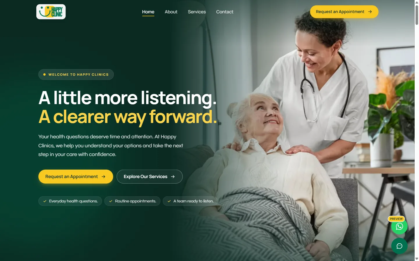 Happy Clinics homepage hero