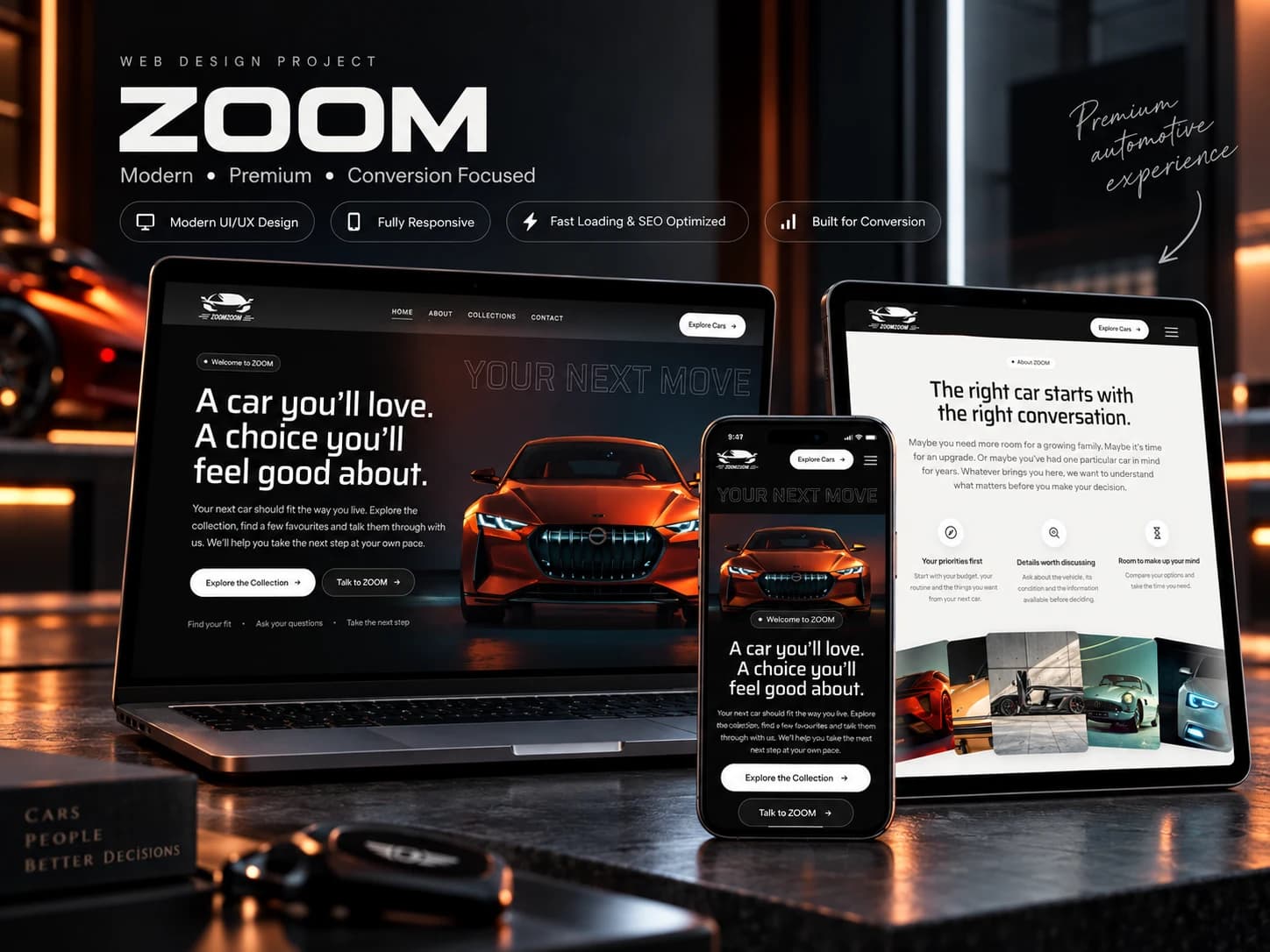 ZOOM website shown across desktop and mobile screens