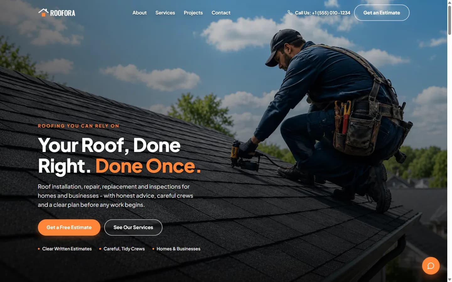 ROOFORA homepage hero